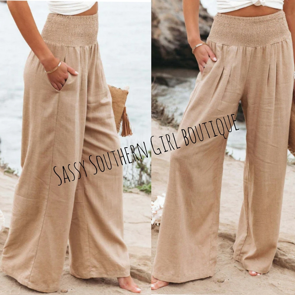 ⭐🆕 Boho Khaki cotton wide leg palazzo pants